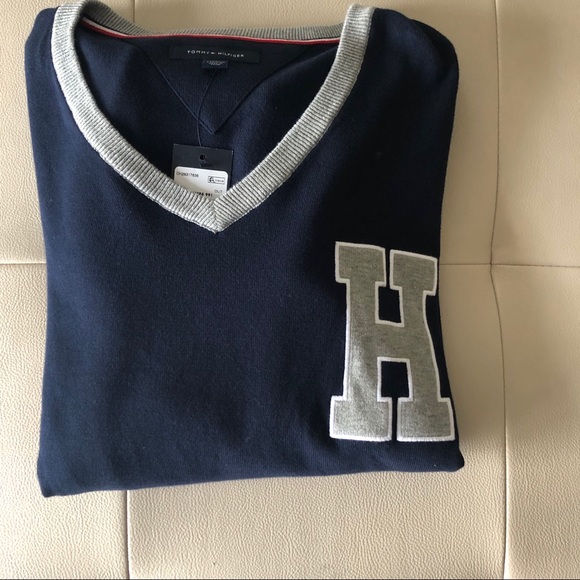 NWT Tommy Hilfiger v- neck sweater, Big H logo - Picture 4 of 7